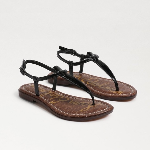 Sam Edelman Gigi Kids Thong Sandals Black Patent Size 3 - Picture 1 of 7